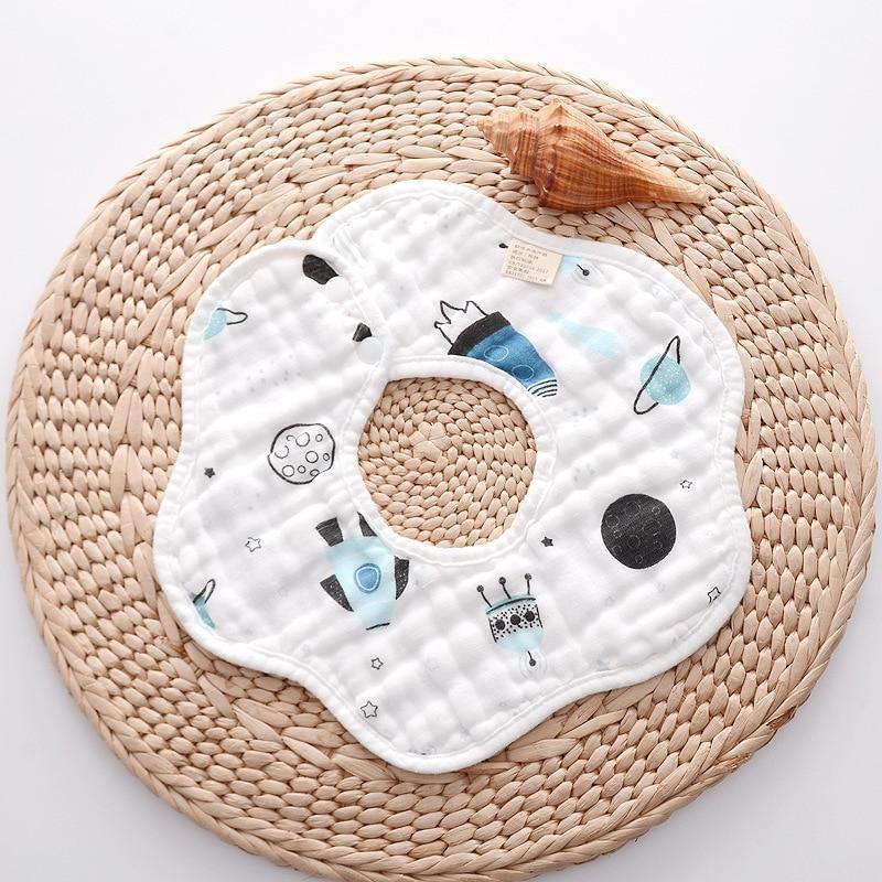 Bavoir unisexe 360° en gaze 8 épaisseurs pour bébé et enfant, serviette anti-bave pour nouveau-né et nourrisson