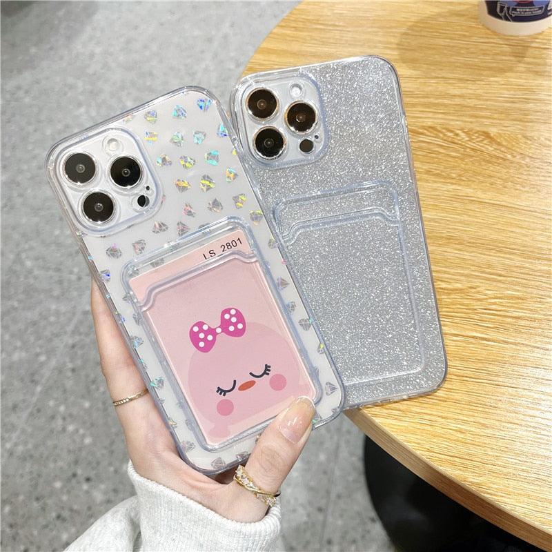 Étui Souple Transparent Unique pour iPhone 13 11 12 Pro Max avec Porte-Cartes et Dégradé, Couleurs Magnifiques, Protection Antichute