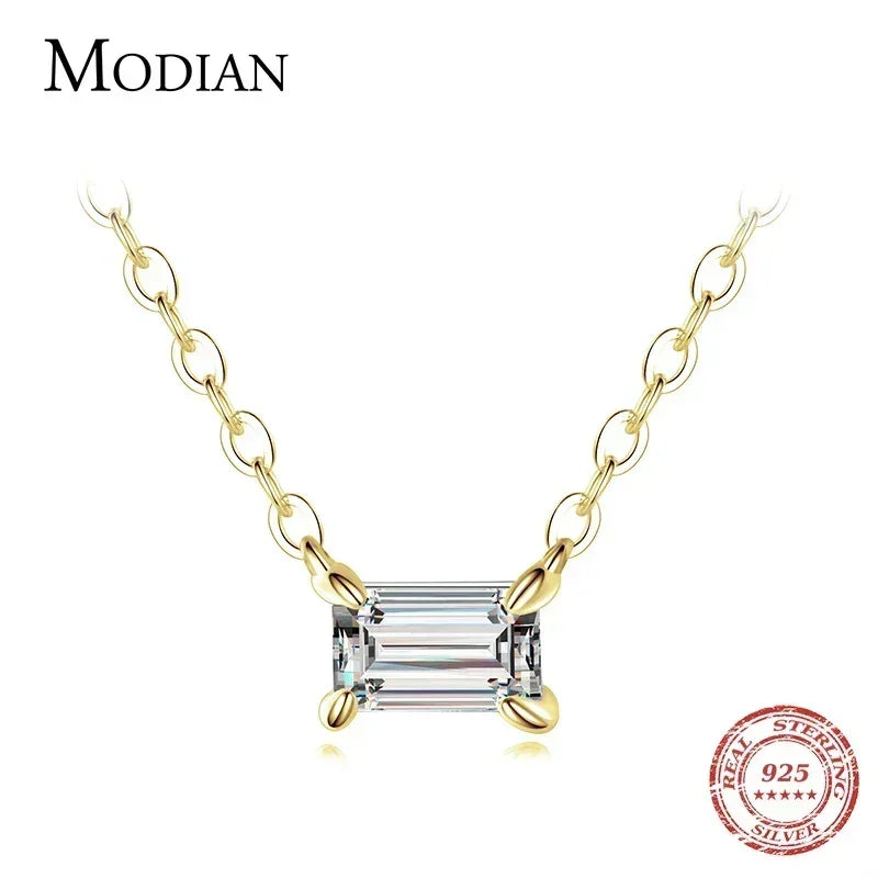 Modian Véritable Argent Sterling 925 Breloque Mode AAA Zircone Pendentif Collier Pour Femmes Colliers Féminins Bijoux Fins