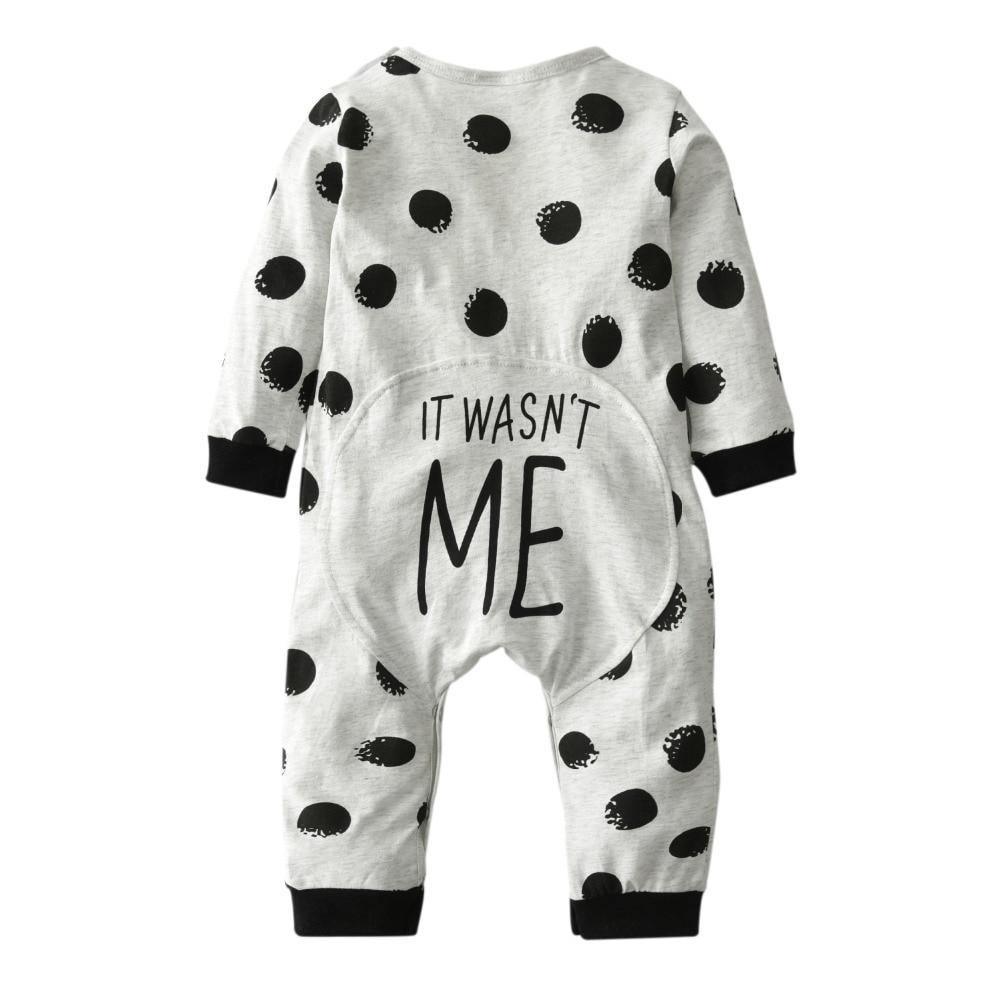 Mode "Ce n'était pas moi" Vêtements bébé garçon fille nouveau-né tout-petit combinaison à pois manches longues ensemble de vêtements pour nourrissons tenues