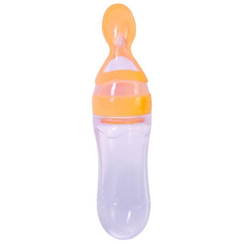 Biberon en silicone avec cuillère Bouteilles de complément alimentaire Bouteille de lait à presser avec cuillère Tasse pour bébé et enfant
