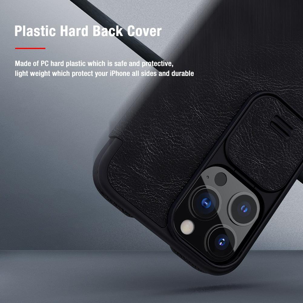 Coque arrière rigide absorbant les chocs pour iPhone 13 Pro Max - Étui appareil photo coulissant noir élégant pour iPhone 13 Mini 13 Pro Max
