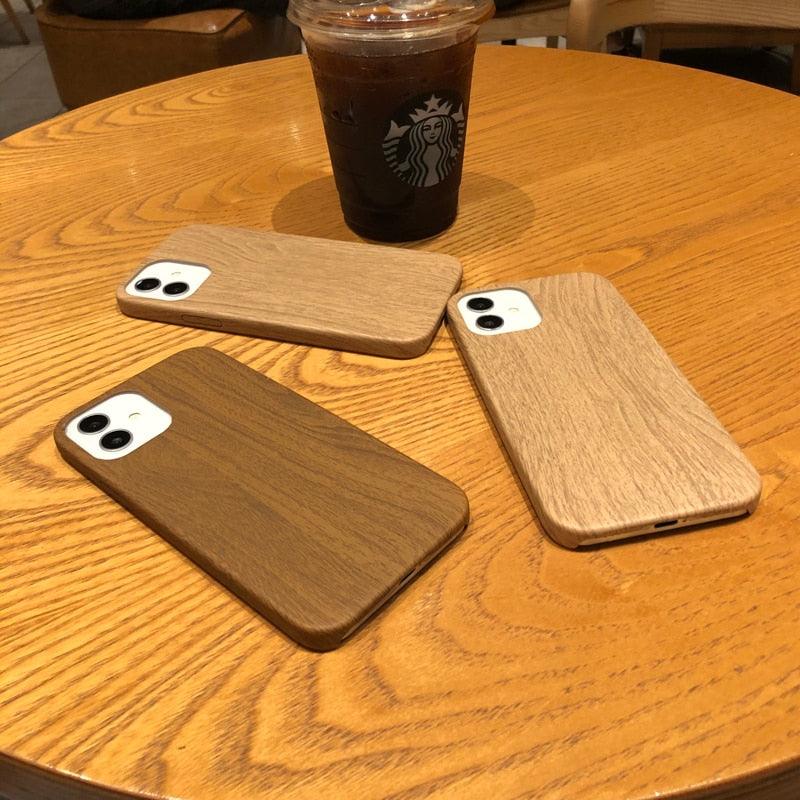 Coque de téléphone de luxe en bois simple pour iPhone 12 11 Pro Max Mini XS X XR 7 8 Plus SE Rétro Nouveau design naturel en bois de bambou doux et écologique Coque de protection pour téléphone