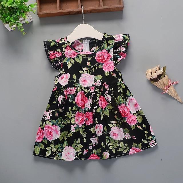 Robe trapèze en coton pour bébé, nouvelle collection été, vêtements pour enfants, robe tutu de princesse à fleurs pour filles