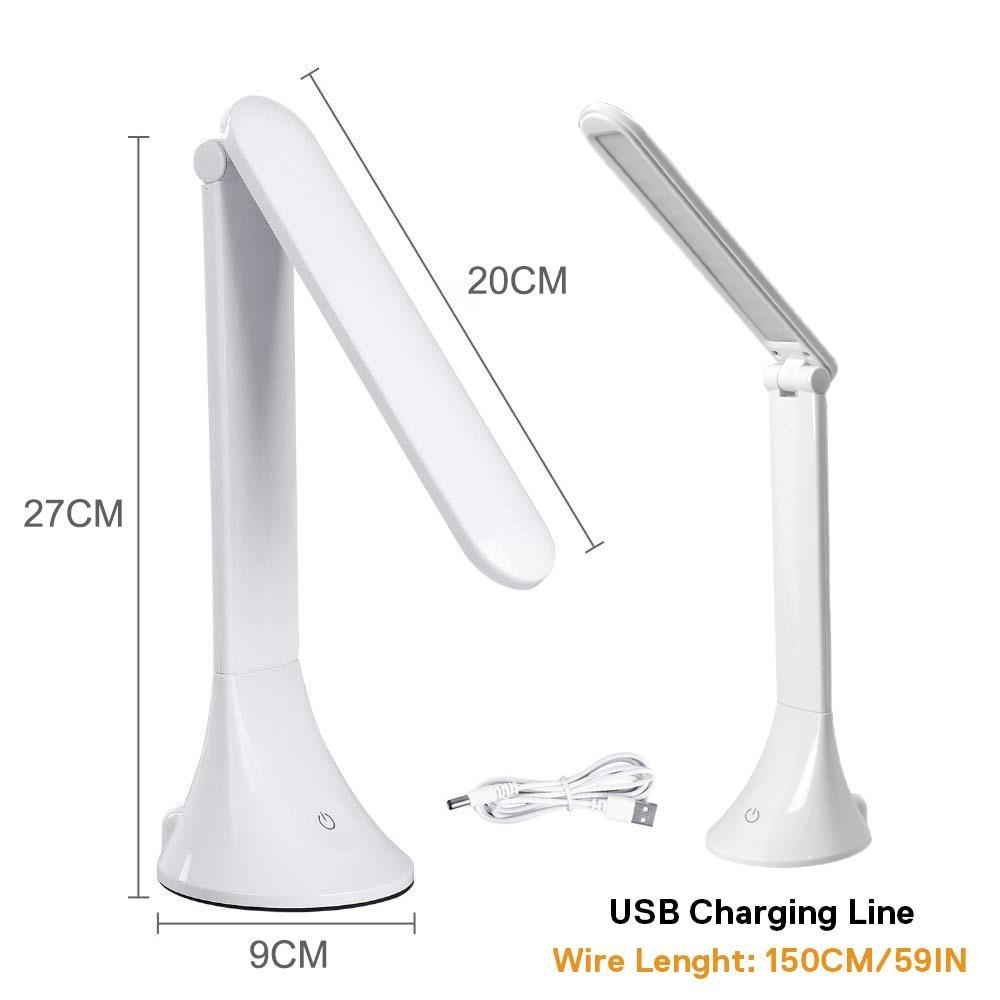 Lampe de table tactile LED STEVVEX pliable alimentée par USB, intensité variable, lampe de bureau LED avec protection oculaire, lampe de lecture pour étudiant, lampe de bureau (blanc)