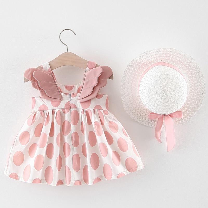 Robe d'été sans manches à imprimé floral pour bébé fille, idéal pour les fêtes d'anniversaire, modèle princesse avec chapeau, design moderne et élégant pour enfants de 6 à 24 mois