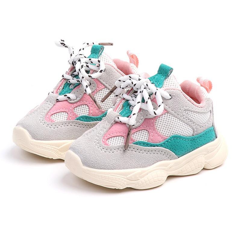 Chaussures Bébé Tout-petits Nouvelles Chaussures de Sport Printemps Automne Semelle Souple Patchwork Enfants Baskets à Lacets Garçons Filles Chaussures Enfant