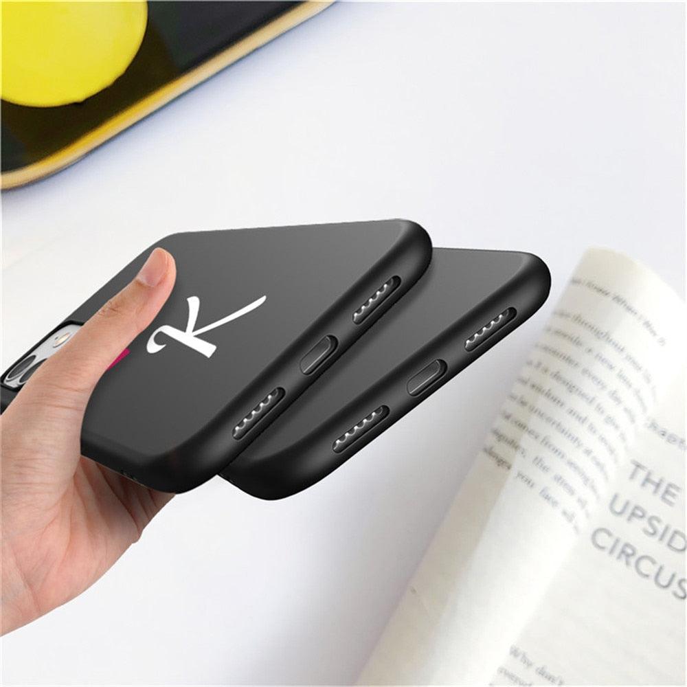 Étui de téléphone élégant pour femme avec lettre initiale A-Z Cœur d'amour pour couples compatible iPhone 13 12 Pro Max Mini, Housse de luxe en silicone souple avec initiale de nom