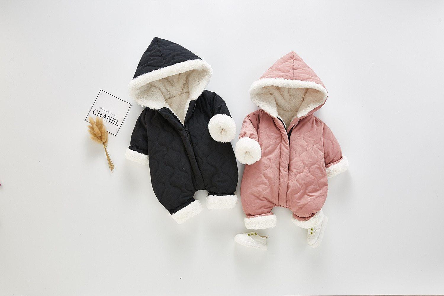 Combinaison-veste moderne et élégante en peluche épaisse de coton pour bébé garçon et fille