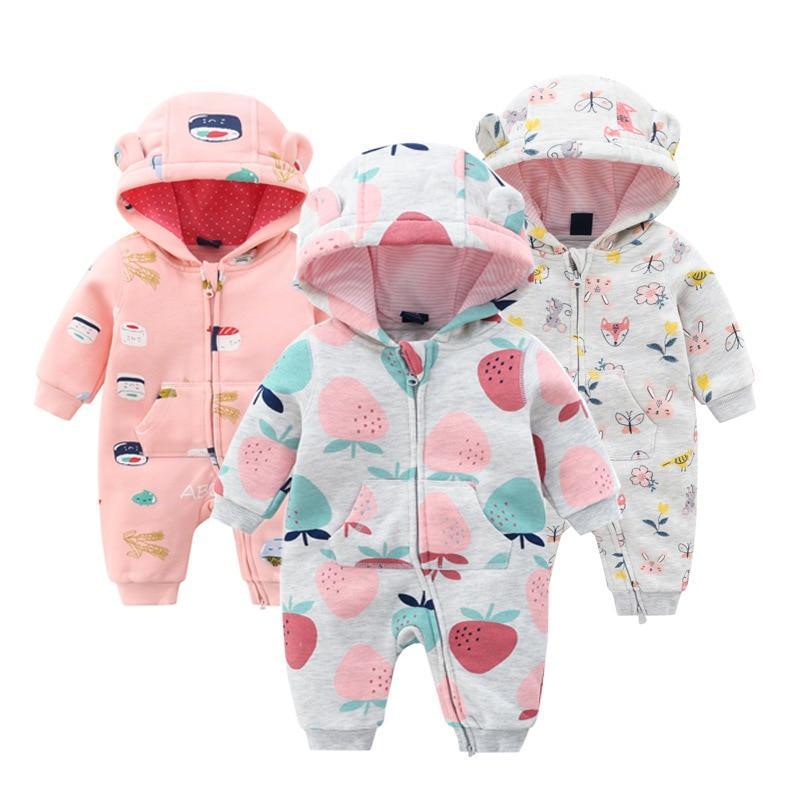 Grenouillères à manches longues et à capuche zippée pour bébé, combinaisons et barboteuses pour garçons et filles pour la saison automne-hiver