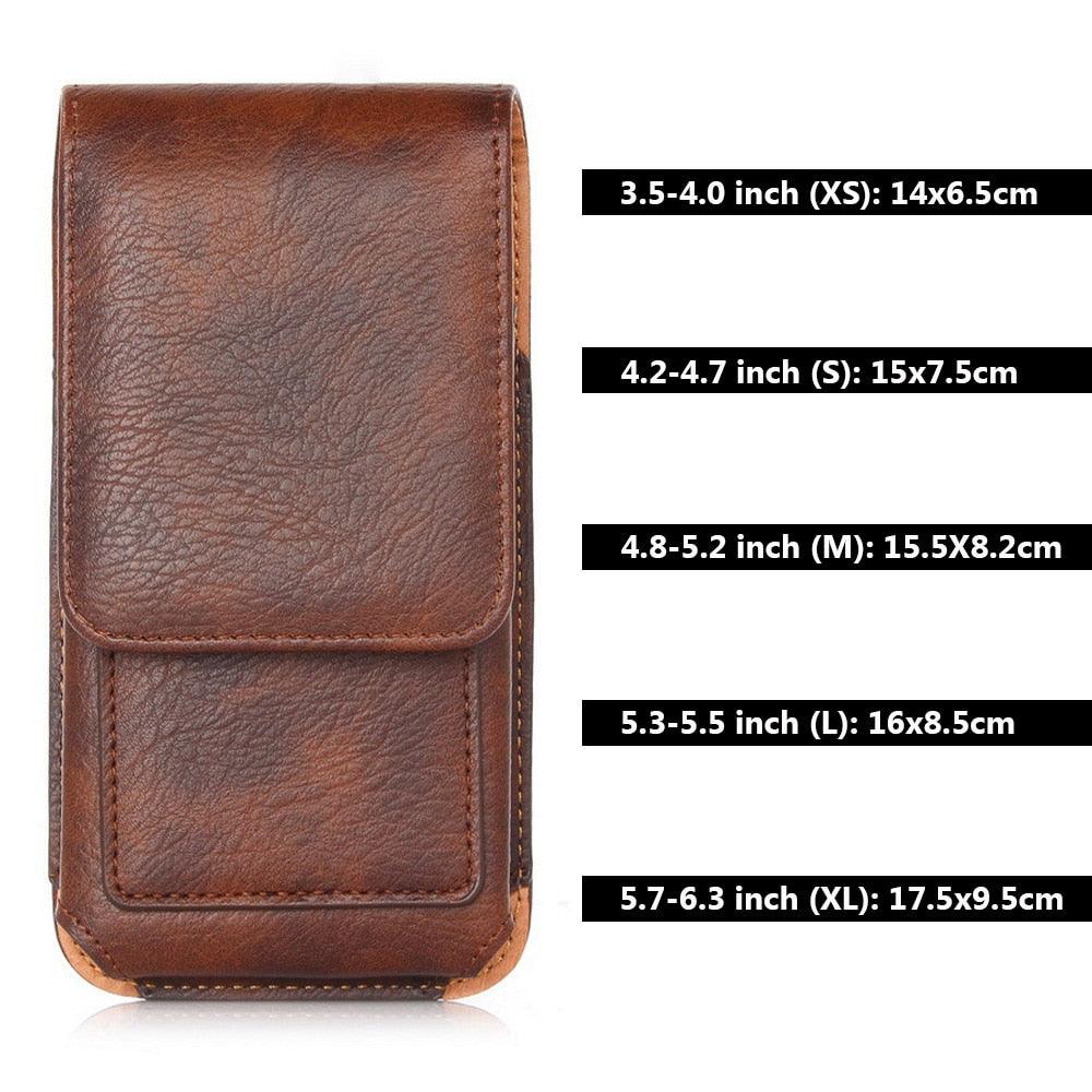 Étui universel en cuir pour iPhone Étui vertical en cuir PU pour hommes avec clip ceinture pour iPhone Sac banane avec clip ceinture pour téléphone portable de 3,5 à 6,3 pouces Housse de téléphone