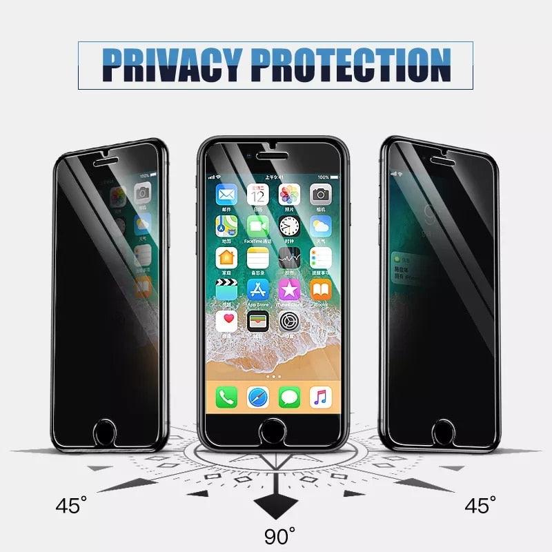 Verre de protection anti-espion pour iPhone 13 12 11 Pro Max 12mini Protecteur d'écran pour iPhone 6 14 7 8 Plus X Xr Xs Max Verre de confidentialité Verre mat Protection d'écran noire pour iPhone