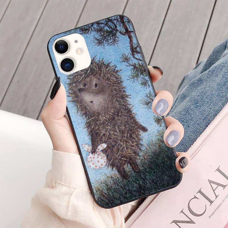 Coque de téléphone Hérisson Lumineux dans le Brouillard pour iPhone 13 8 7 6 6s Plus X 5s SE 2020 XR 11 12 Mini Pro Xs Max Protection d'écran Souple Flexible en Silicone Gel Caoutchouc Bumper