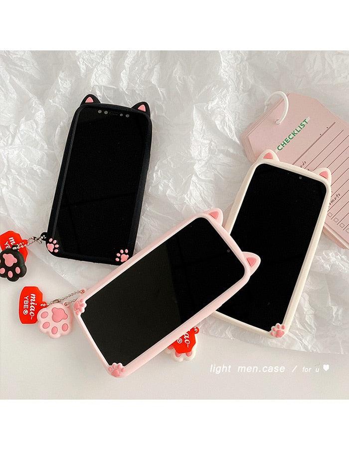 Coque de Téléphone Mignonne Oreilles de Chat Dessin Animé pour iPhone 14 12 13 11 Pro Max X XR XS 7 14 Plus Étui Souple en Silicone Mat Antichoc Design Chat Amusant Coque Arrière Mignonne