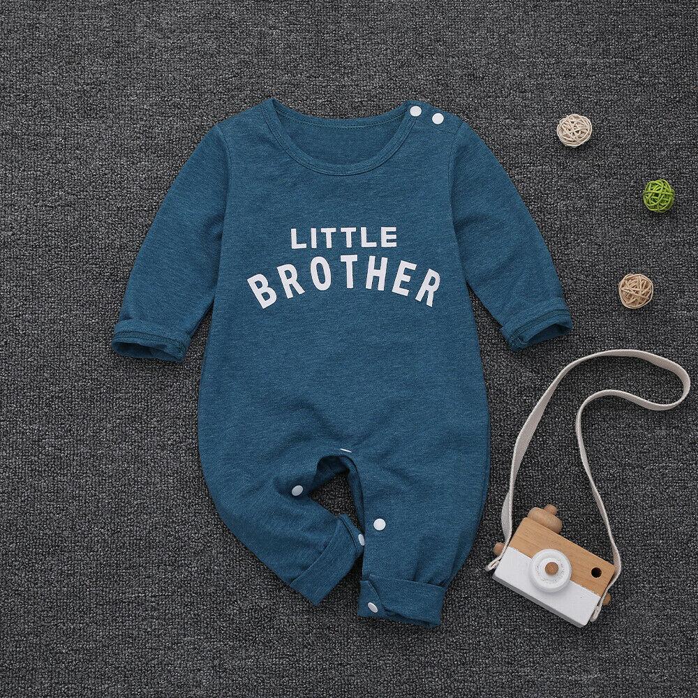 Bébé nouveau-né Filles Garçons Haut Barboteuse Combinaison Cache-couche Tenues Confortables Avec Texte Petit Frère Pour Garçons