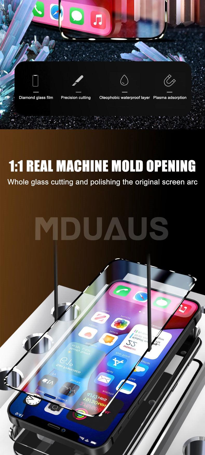 Verre de protection intégral 9999D pour iPhone 11 12 Pro XS Max X XR 12 mini, protection d'écran pour iPhone 8 7 6 6S Plus, film en verre trempé, coque de protection avant en verre trempé intégral pour iPhone