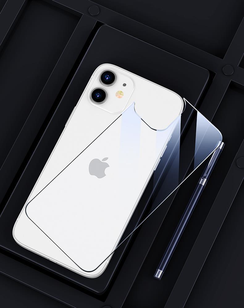 3-en-1 Lot de 2 films de protection d'écran en verre trempé pour iPhone 12 11 Pro Max Mini, Protection Avant + Arrière + Objectif pour iPhone 13 Pro Max - Film en verre trempé de qualité supérieure - Clarté HD - Anti-traces de doigts/rayures pour iPhone