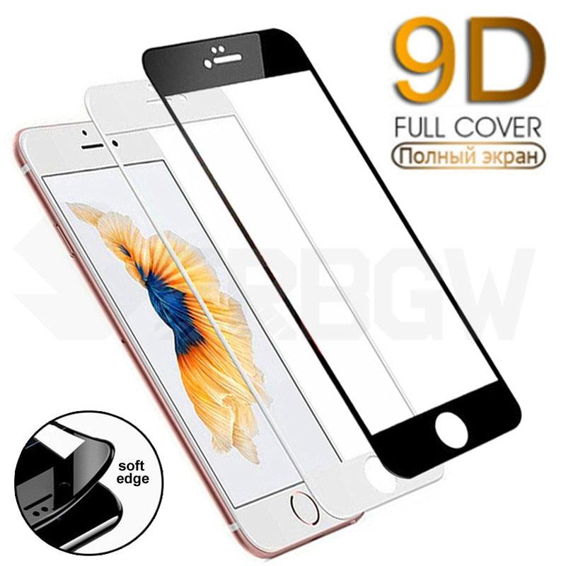 Verre trempé incurvé 9D à couverture complète pour iPhone 7 8 Plus avec bord souple, protection d'écran en verre trempé pour iPhone 7 8 6 6S Plus Film de protection d'écran en verre trempé