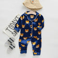 Pyjama pour enfants de luxe moderne, ensemble bébé, garçons et filles, en satin de soie glacée, haut et pantalon imprimés cartoon, tenue d'intérieur pour enfants