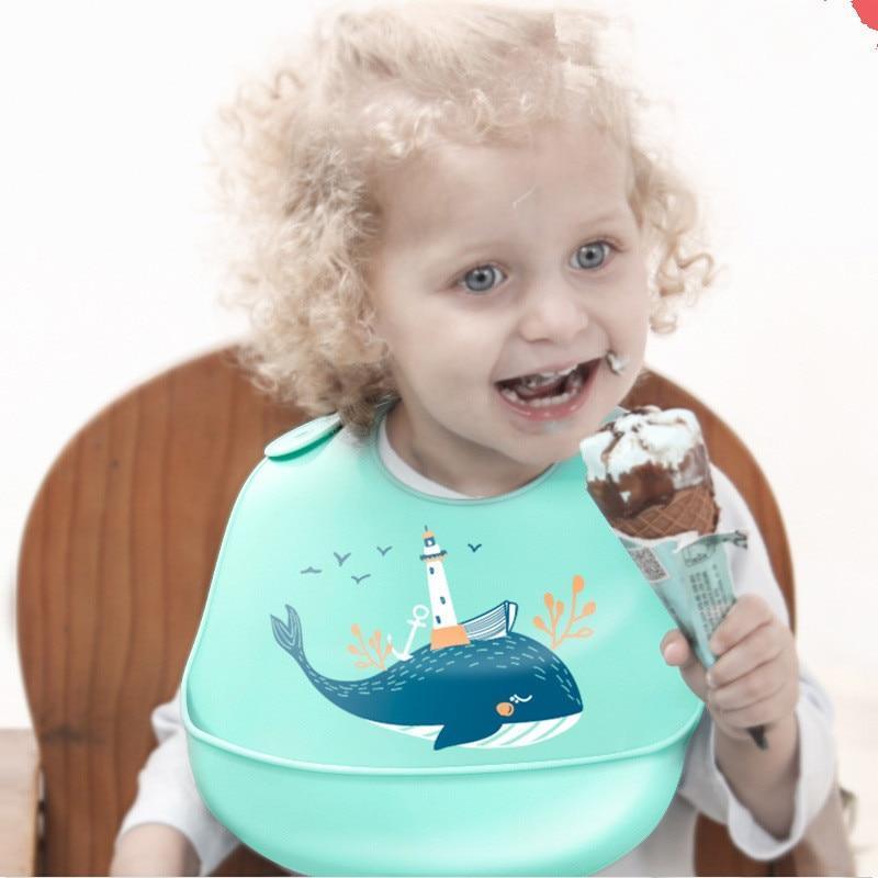 Bavoirs en silicone imperméables pour bébés, bavoirs de dessin animé réglables pour bébés, chiffons d'épaule