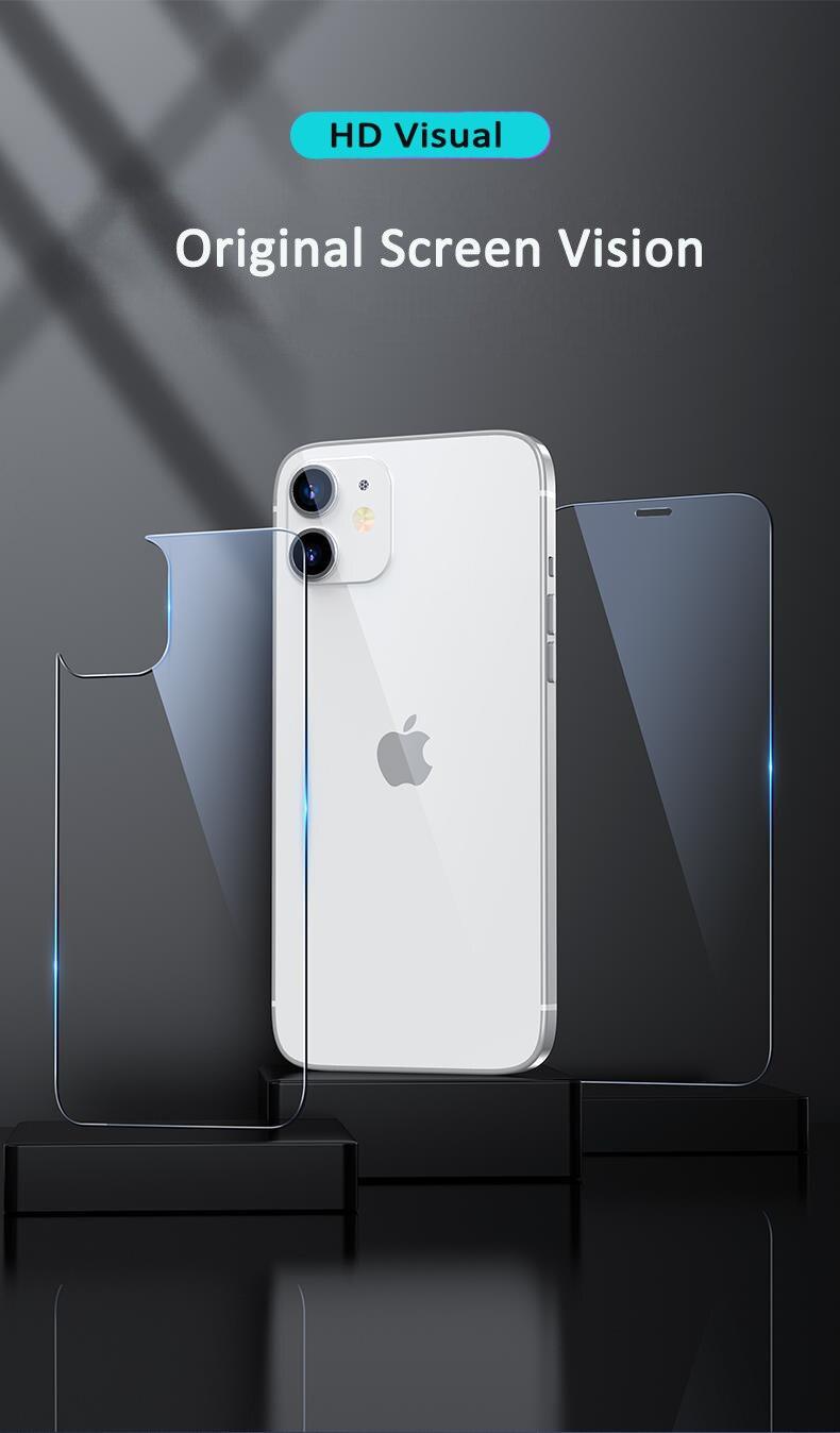 3-en-1 Lot de 2 films de protection d'écran en verre trempé pour iPhone 12 11 Pro Max Mini, Protection Avant + Arrière + Objectif pour iPhone 13 Pro Max - Film en verre trempé de qualité supérieure - Clarté HD - Anti-traces de doigts/rayures pour iPhone