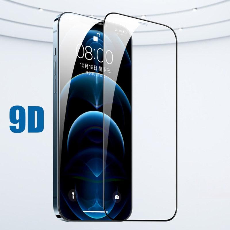 Verre Trempé Protection D'écran 9D Full Cover pour iPhone 7 Plus 8 6 6S 5 XR XS Max Protecteur d'écran en Verre Trempé pour iPhone X Coque Anti-Rayures Installation Facile Sans Bulles Compatible Étui Protection d'Écran en Verre pour iPhone