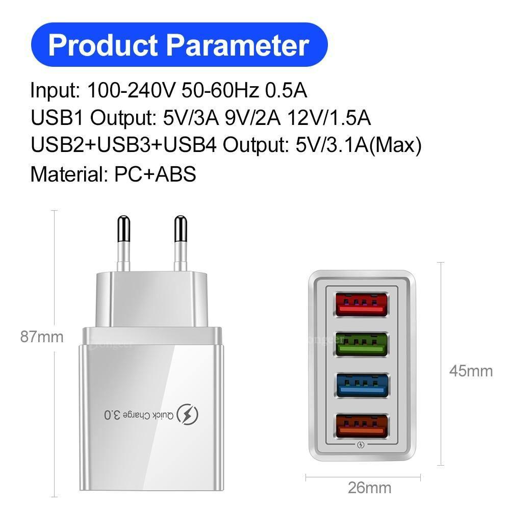 Chargeur USB portable Quick Charge 3.0 4.0 QC3.0 Accessoires de téléphone portable à charge rapide