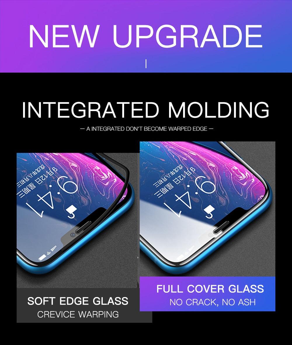 Verre trempé 20D pleine couverture pour iPhone 11 12 13 mini Pro X XR XS Max, protecteur d'écran pour iPhone 6 7 8 Plus SE, Film de protection HD transparent, installation facile, cadre, dureté 9H, sans bulles, anti-rayures et anti-traces de doigts