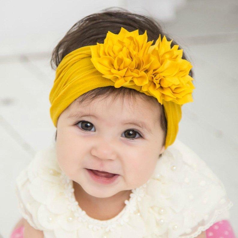Mignon 1 PC Bébé Filles Fleur de Lotus Bandeau Nylon Nœud Élastique Nouveau-né Tout-petit Bandeaux Accessoires Cheveux Enfants Cadeaux