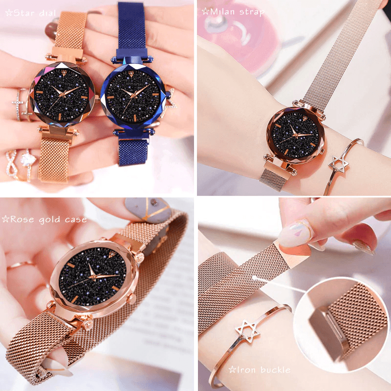 Nouvelles Montres de Luxe pour Femmes Montre Femme Ciel Étoilé Magnétique Étanche Bracelet Pour Femmes et Filles