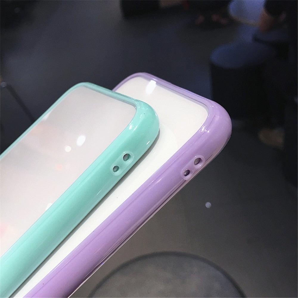 Coque de téléphone antichoc transparente avec pare-chocs pour iPhone 11 12 13 14 Pro Max Mini, motif bonbon mignon, coque rigide de luxe translucide pour iPhone