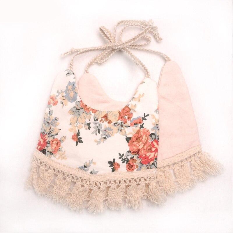 Bavette double épaisseur pour bébé fille ou garçon, bavoir d'alimentation, en coton et lin, avec pompons
