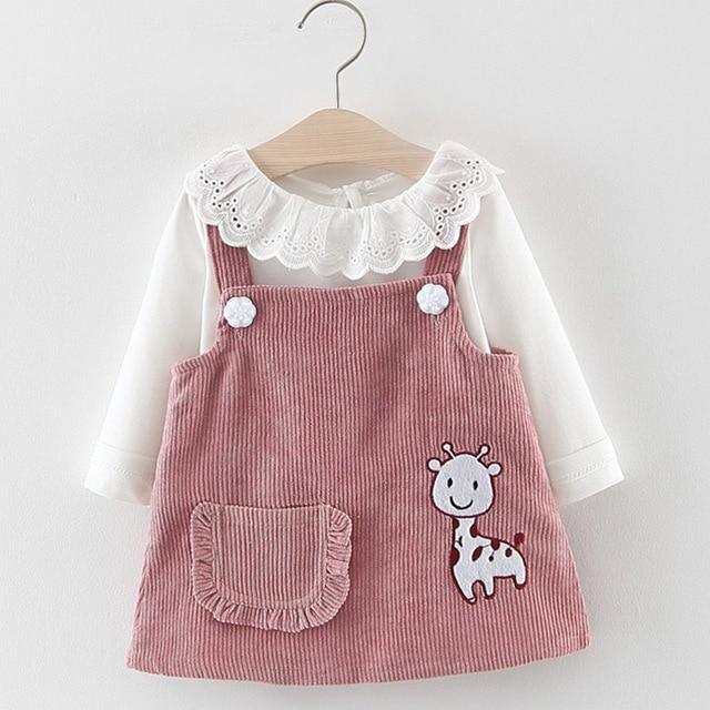 Vêtements de princesse d'automne pour bébé fille, hauts mignons à manches longues, dessin animé girafe pour bébés filles