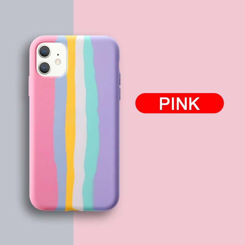 Coque en silicone de luxe arc-en-ciel pour iPhone 11 X Xr Xs Max Coque 12 11 Pro Max 6 6s 7 8 Plus Moderne Antichoc Coloré Coque Arrière en Silicone Souple Couverture Arrière Arc-en-ciel