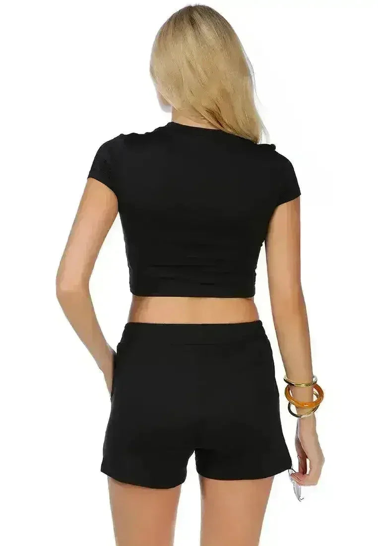 Shorts élastiques en coton uni | Short décontracté confortable -femstylo