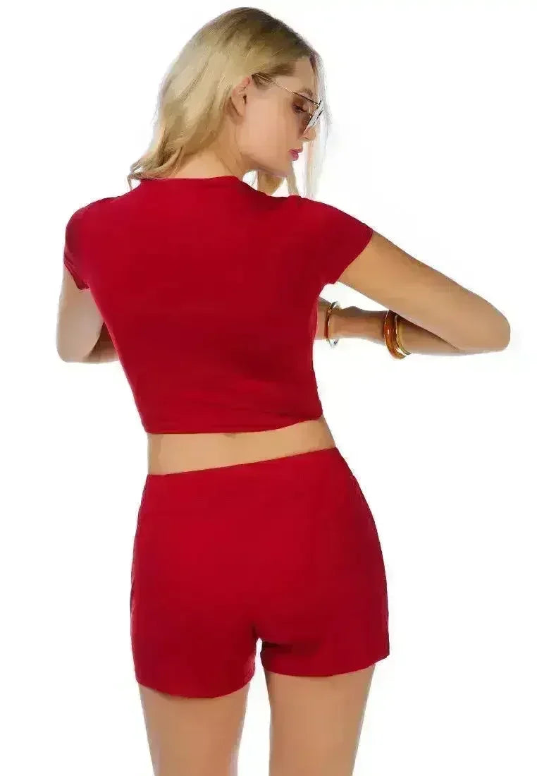 Shorts élastiques en coton uni | Short décontracté confortable -femstylo