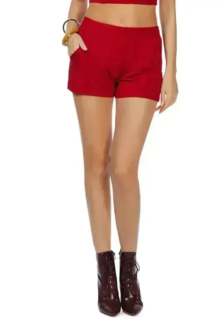 Shorts élastiques en coton uni | Short décontracté confortable -femstylo