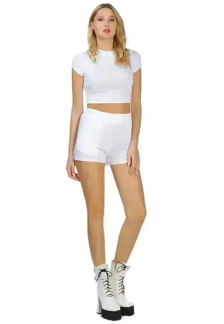 Shorts élastiques en coton uni | Short décontracté confortable -femstylo