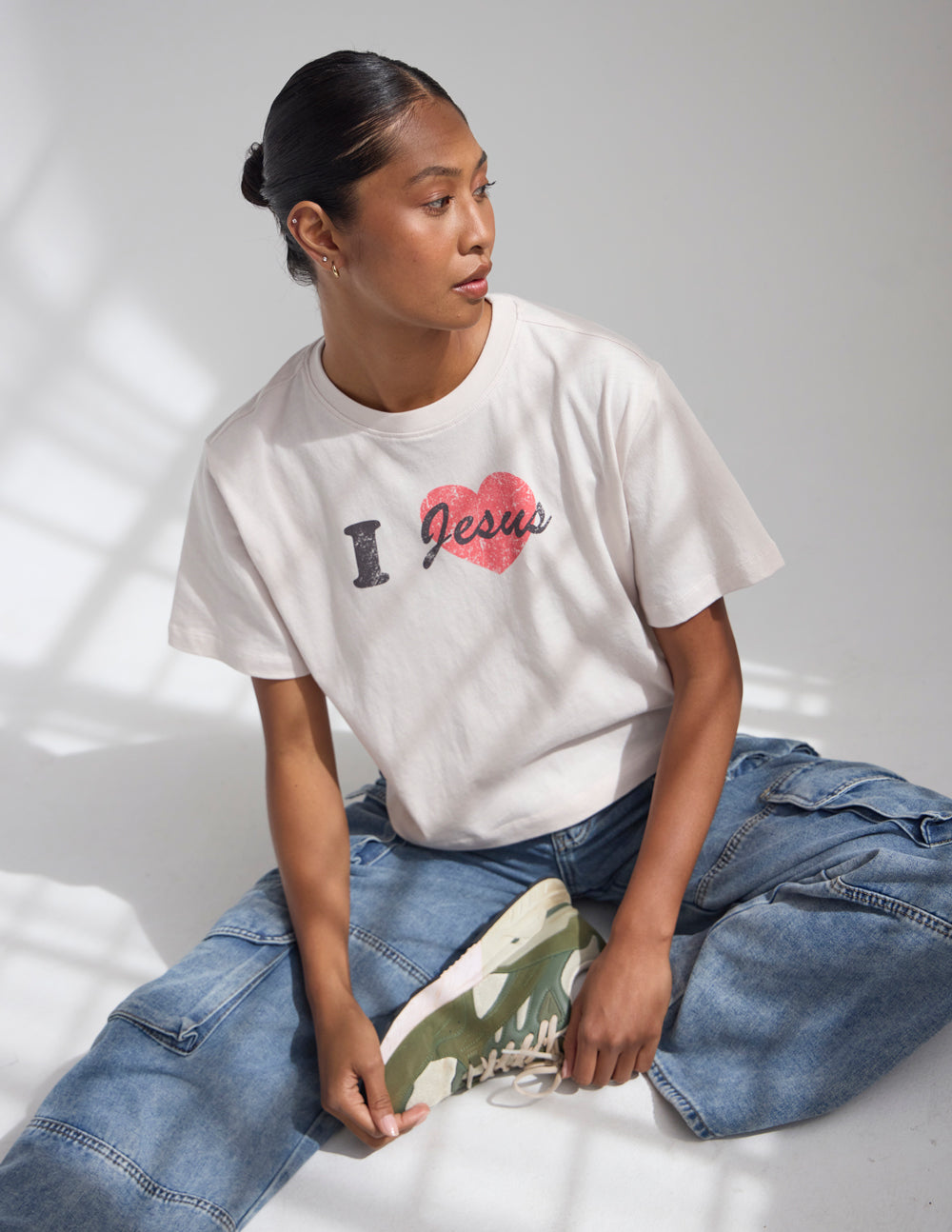 T-shirt court « I Love Jesus » pour femme