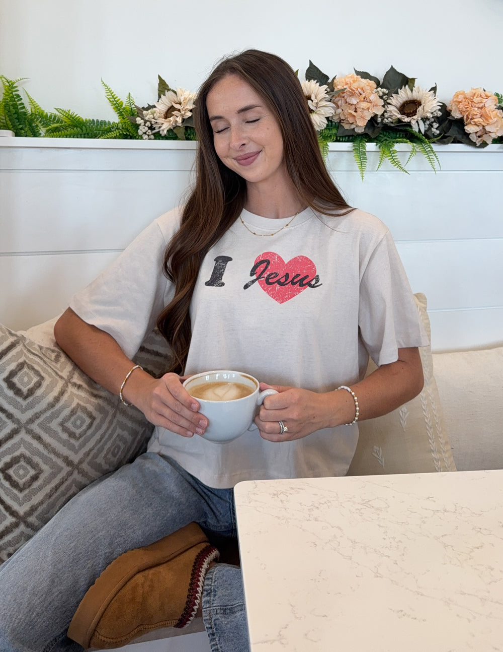 T-shirt court « I Love Jesus » pour femme