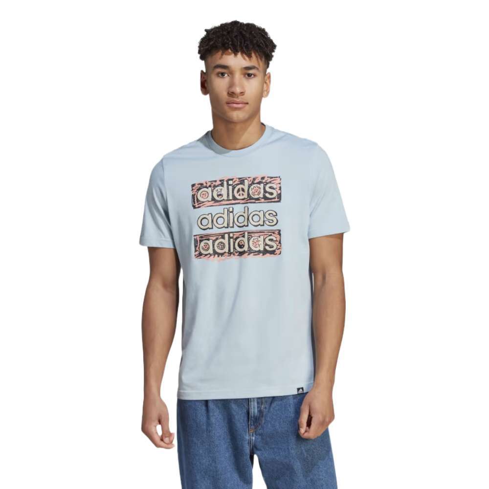 T-shirt adidas Sportswear Dream Doodle multi-couleur pour homme - Bleu merveilleux