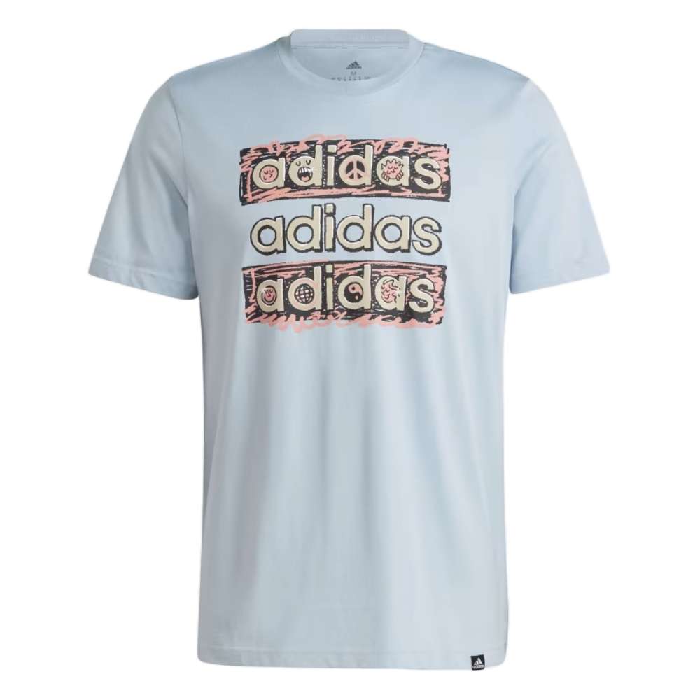 T-shirt adidas Sportswear Dream Doodle multi-couleur pour homme - Bleu merveilleux