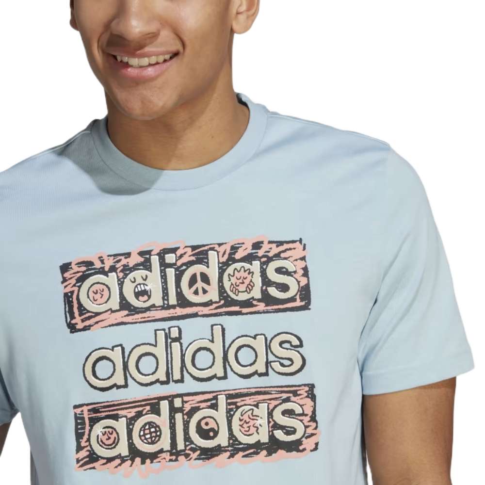 T-shirt adidas Sportswear Dream Doodle multi-couleur pour homme - Bleu merveilleux