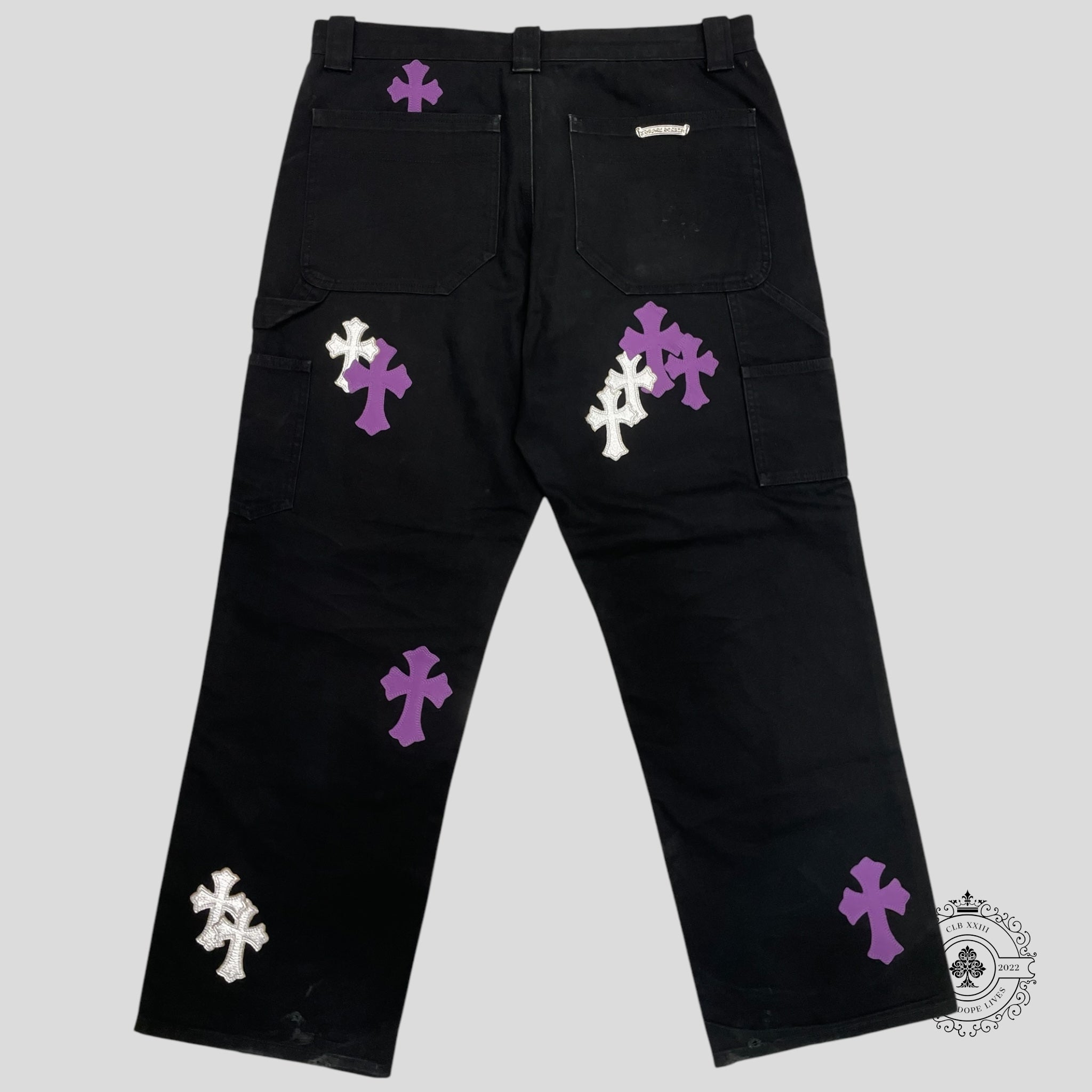 Pantalon de travail Chrome Hearts Double Knee Patch Croix Violette
