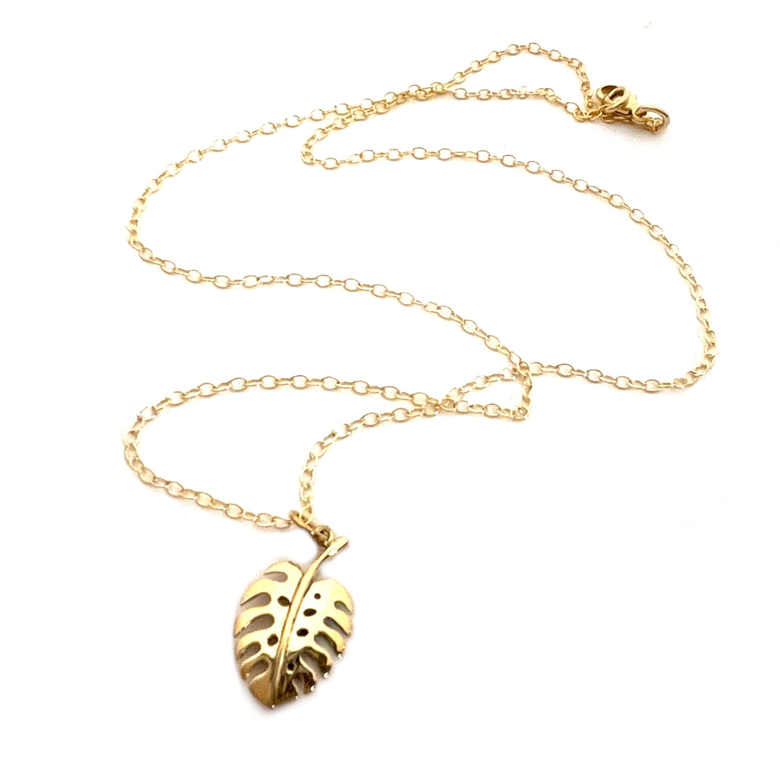 Collier Monstera Deliciosa Addict en or rempli 14 carats