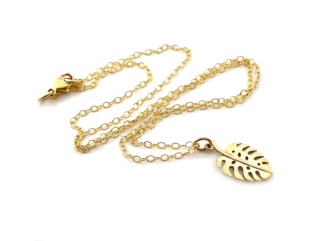 Collier Monstera Deliciosa Addict en or rempli 14 carats