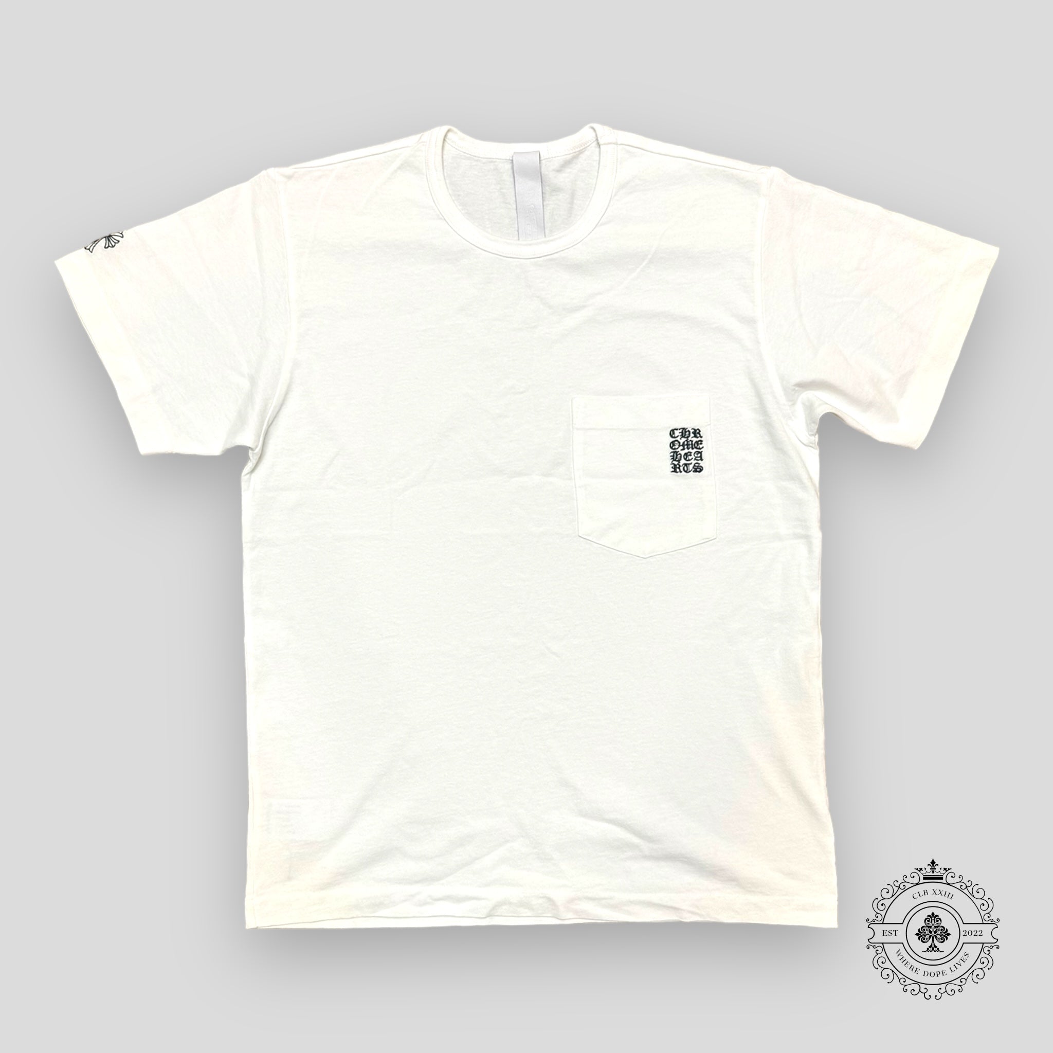 T-shirt à Poche Brodée Chrome Hearts Blanc