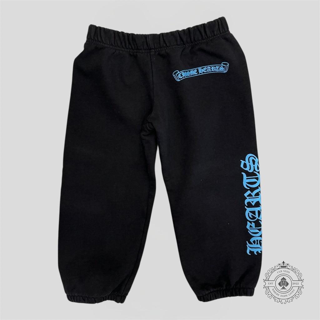 Pantalon de survêtement enfant Chrome Hearts Scroll Logo Noir/Bleu