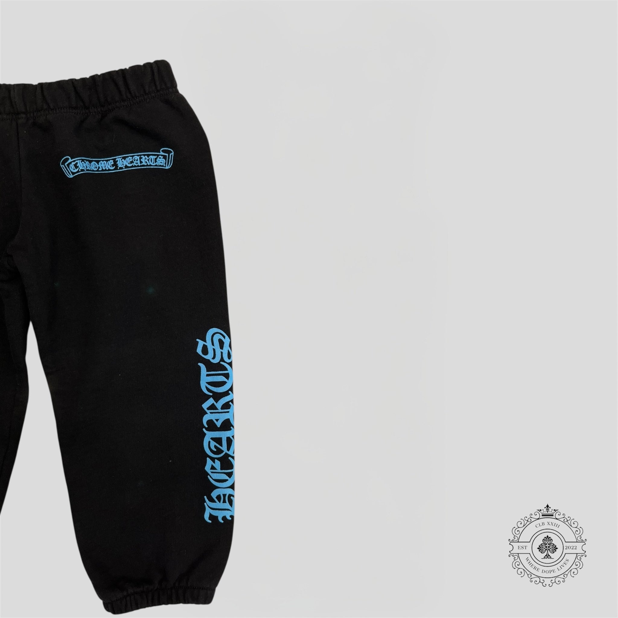 Pantalon de survêtement enfant Chrome Hearts Scroll Logo Noir/Bleu