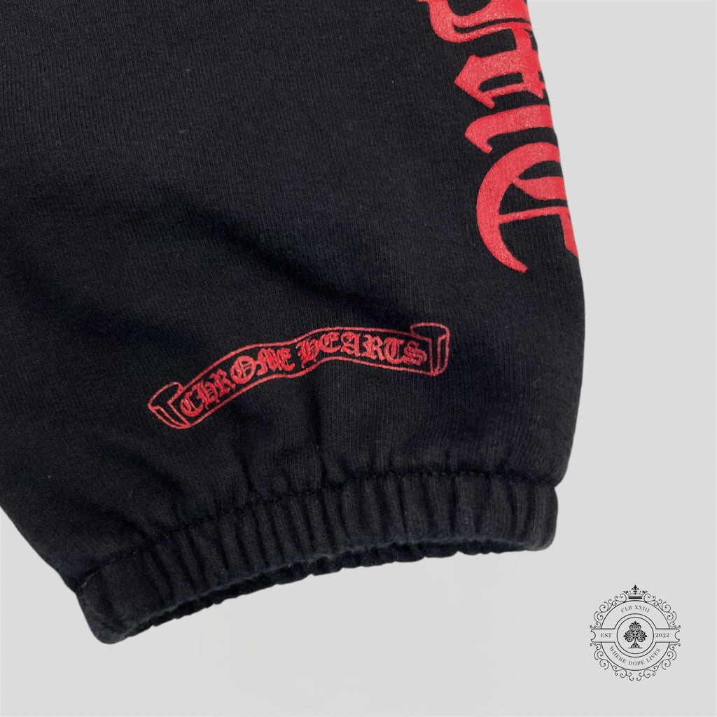 Pantalon de survêtement Chrome Hearts Scroll Logo pour enfant, Noir/Rouge